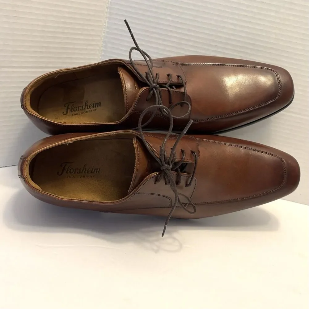 Florsheim Men's Flex Sole Brown Cognac Dress Shoes 13D Lace Up Comfort NWOB